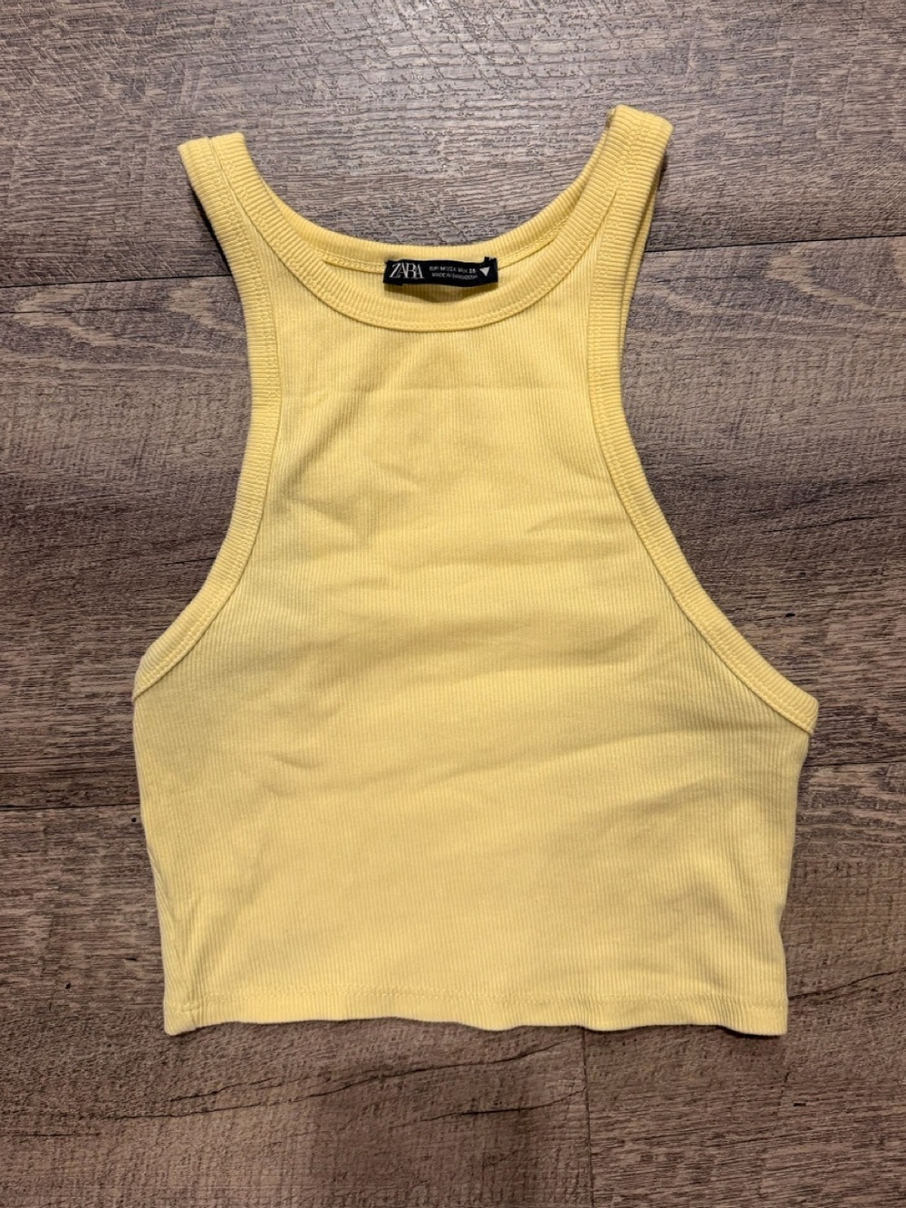 Zara Yellow Ribbed Tank Top Size Medium Fitted Sleeveless Top